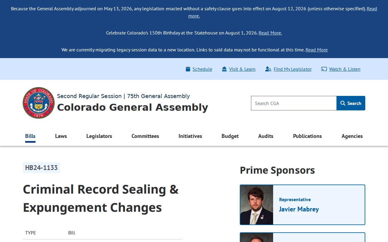 Baca County sex offender record sealing legislation