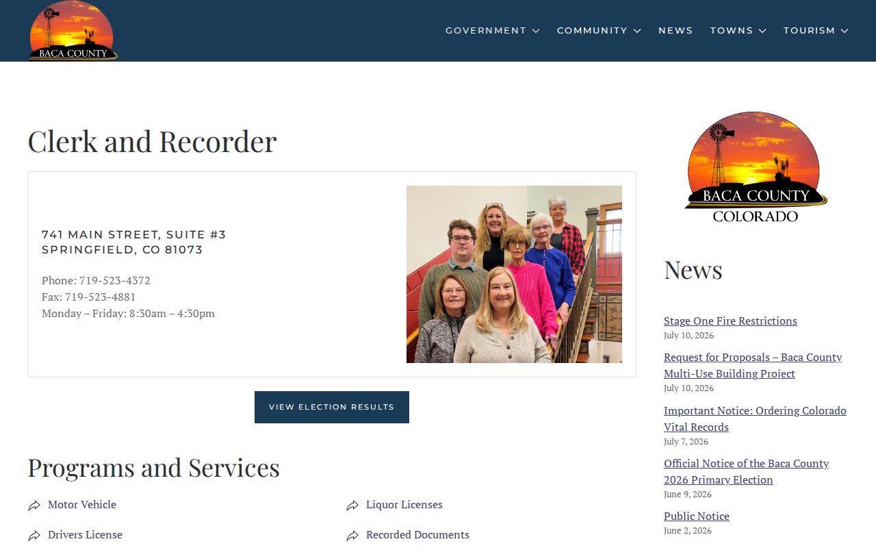 Baca County public records gateway for Springfield criminal records