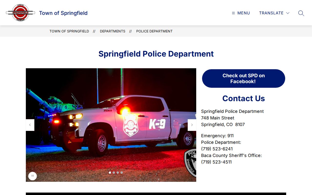 Springfield Police Department source for Springfield criminal records