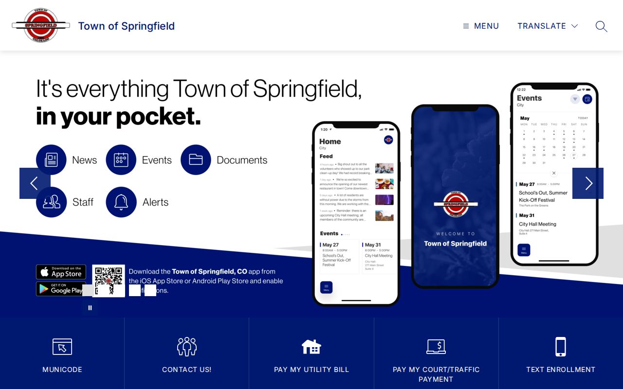 Town of Springfield government source for Springfield criminal records